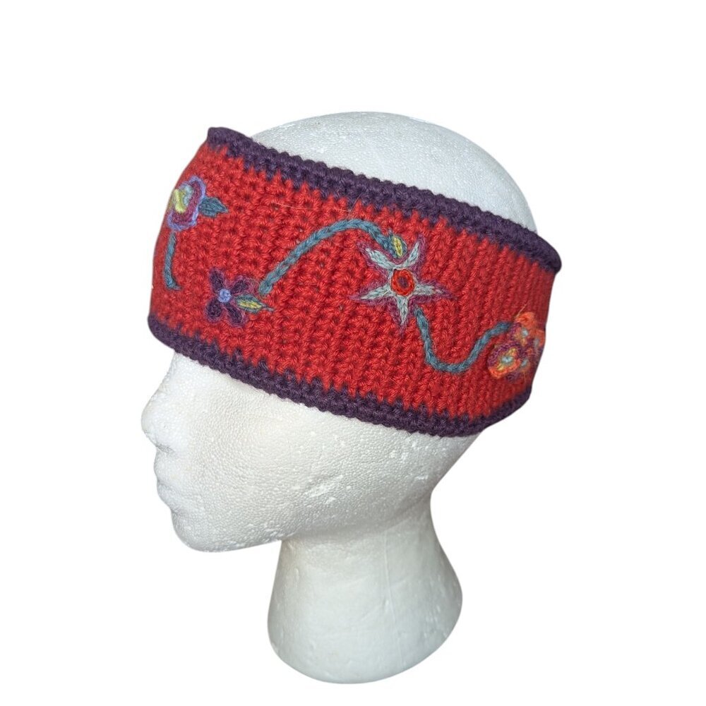 Little Journeys Chicago Alpaca Headband Ear Warmer Boho‎ Embroidered Knit Beaded